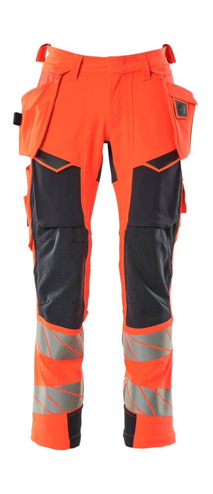 Housut riipputaskuilla - 19031 - 711 - hi - vis punainen/syvä tummansininen - Safewear Suojainkauppa