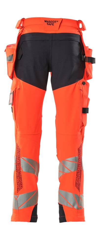 Housut riipputaskuilla - 19031 - 711 - hi - vis punainen/syvä tummansininen - Safewear Suojainkauppa