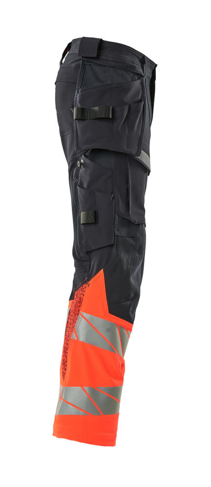 Housut riipputaskuilla - 19131 - 711 - syvä tummansininen/hi - vis punainen - Safewear Suojainkauppa