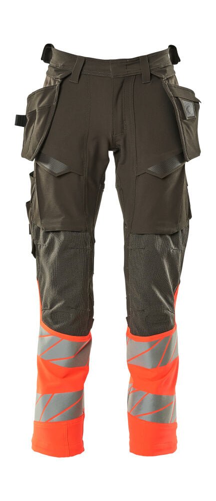 Housut riipputaskuilla - 19131 - 711 - tumma antrasiitti/hi - vis punainen - Safewear Suojainkauppa