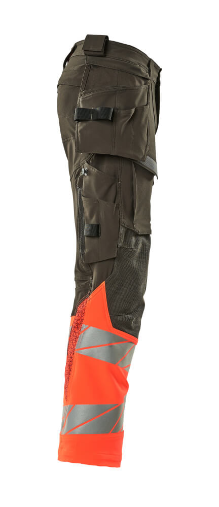 Housut riipputaskuilla - 19131 - 711 - tumma antrasiitti/hi - vis punainen - Safewear Suojainkauppa