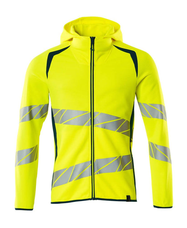 Huppari vetoketjulla - 19284 - 781 - hi - vis keltainen/tumma petrooli - Safewear Suojainkauppa