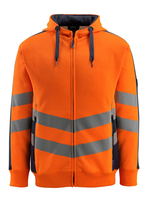 Huppari vetoketjulla - 50138-932 - hi-vis oranssi/tumma laivastonsininen - Safewear