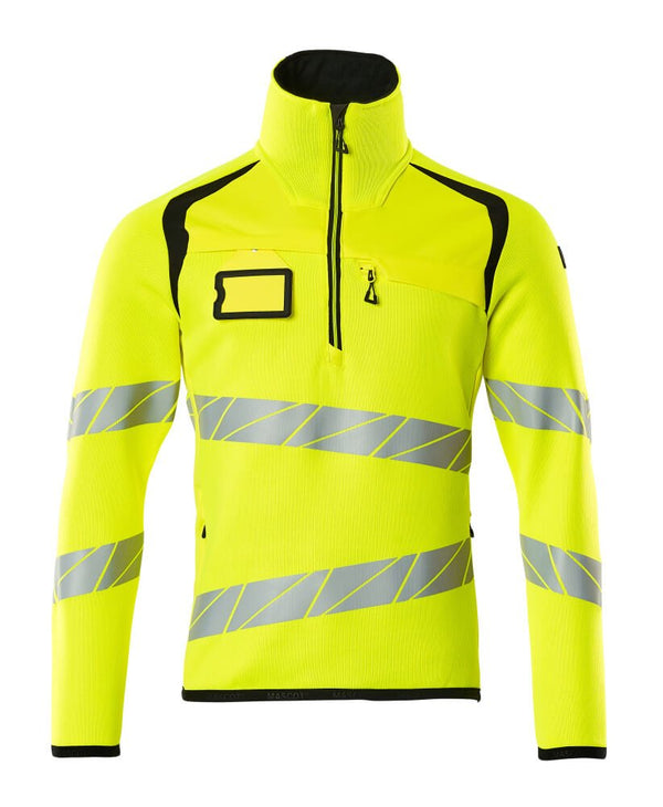 Neulepusero lyhyellä vetoketjulla - 19005 - 351 - hi - vis keltainen/musta - Safewear Suojainkauppa