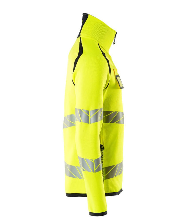 Neulepusero lyhyellä vetoketjulla - 19005 - 351 - hi - vis keltainen/tumma laivastonsininen - Safewear Suojainkauppa