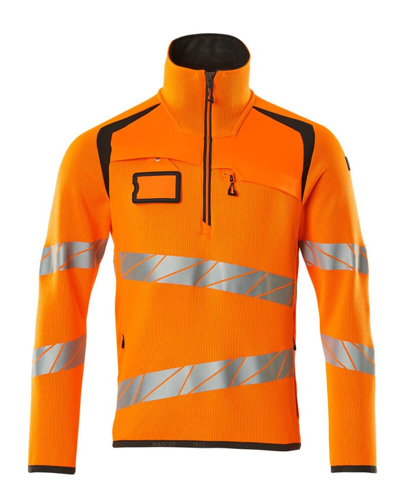 Neulepusero lyhyellä vetoketjulla - 19005 - 351 - hi - vis oranssi/tumma antrasiitti - Safewear Suojainkauppa