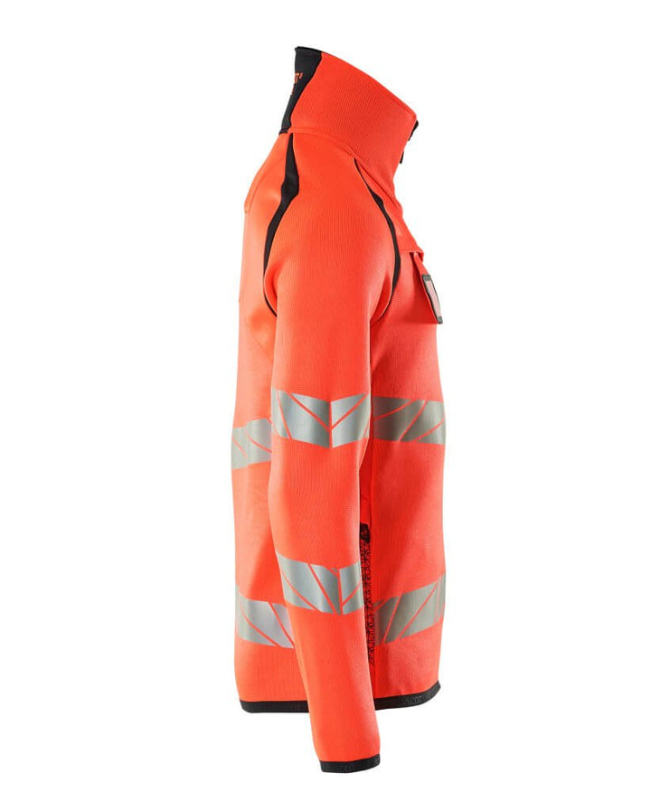 Neulepusero lyhyellä vetoketjulla - 19005 - 351 - hi - vis punainen/syvä tummansininen - Safewear Suojainkauppa