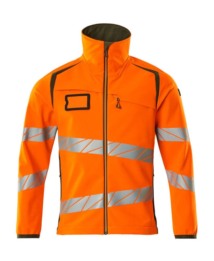 Softshell - takki - 19002 - 143 - hi - vis oranssi/sammaleenvihreä - Safewear Suojainkauppa