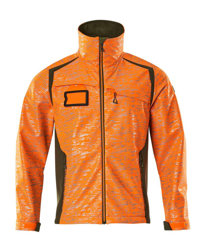 Softshell - takki - 19202 - 291 - hi - vis oranssi/sammaleenvihreä - Safewear Suojainkauppa