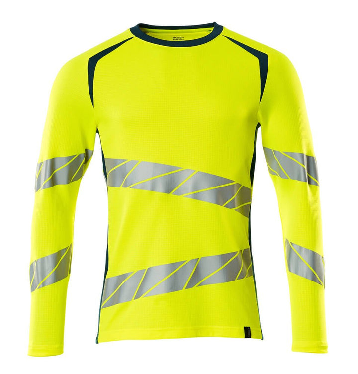 T - Paita, pitkähihainen - 19081 - 771 - hi - vis keltainen/tumma petrooli - Safewear Suojainkauppa