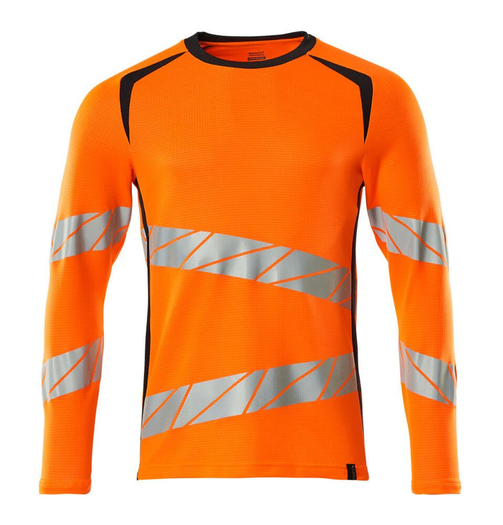 T - Paita, pitkähihainen - 19081 - 771 - hi - vis oranssi/tumma laivastonsininen - Safewear Suojainkauppa