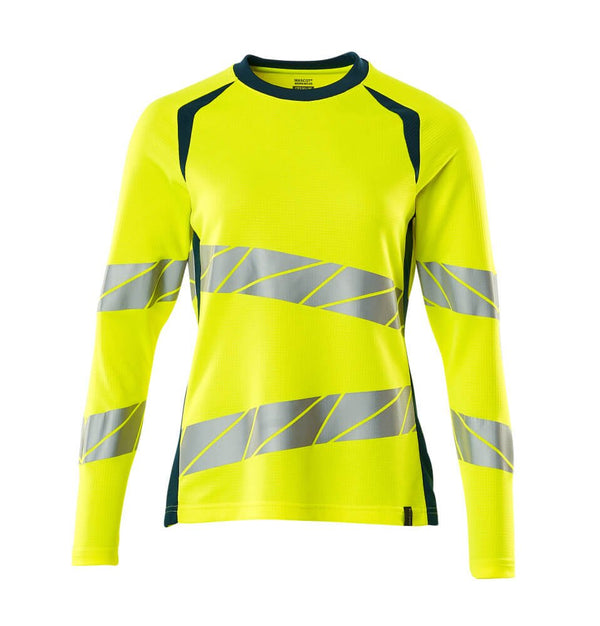 T - Paita, pitkähihainen - 19091 - 771 - hi - vis keltainen/tumma petrooli - Safewear Suojainkauppa