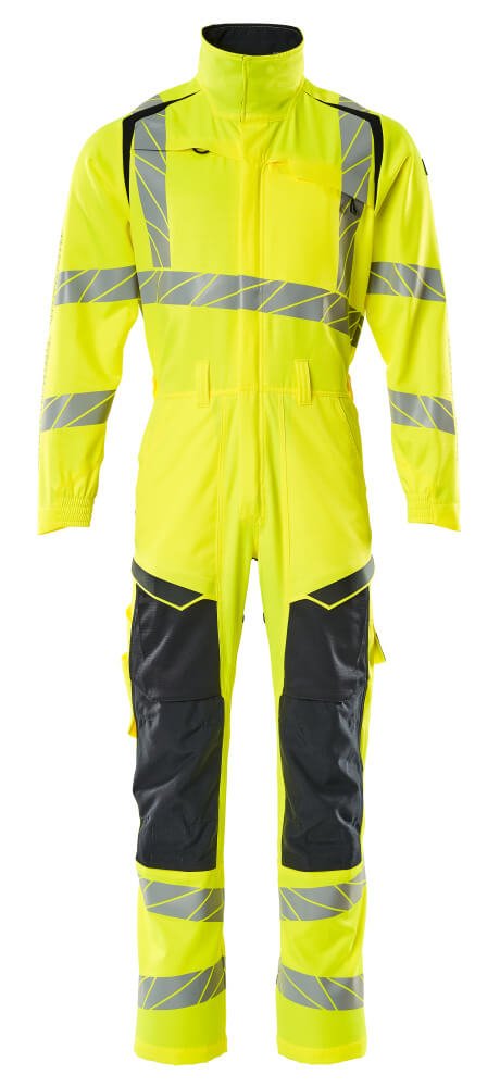 Umpihaalari polvitaskuilla - 19519 - 236 - hi - vis keltainen/tumma laivastonsininen - Safewear Suojainkauppa