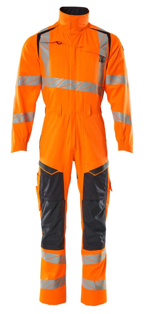 Umpihaalari polvitaskuilla - 19519 - 236 - hi - vis oranssi/tumma laivastonsininen - Safewear Suojainkauppa