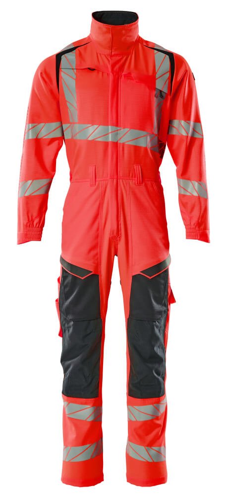 Umpihaalari polvitaskuilla - 19519 - 236 - hi - vis punainen/syvä tummansininen - Safewear Suojainkauppa